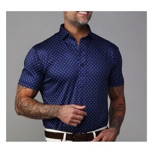Collars & Co Men Polo Shirt Size 3XL Navy Blue Diamond Stretch NWT